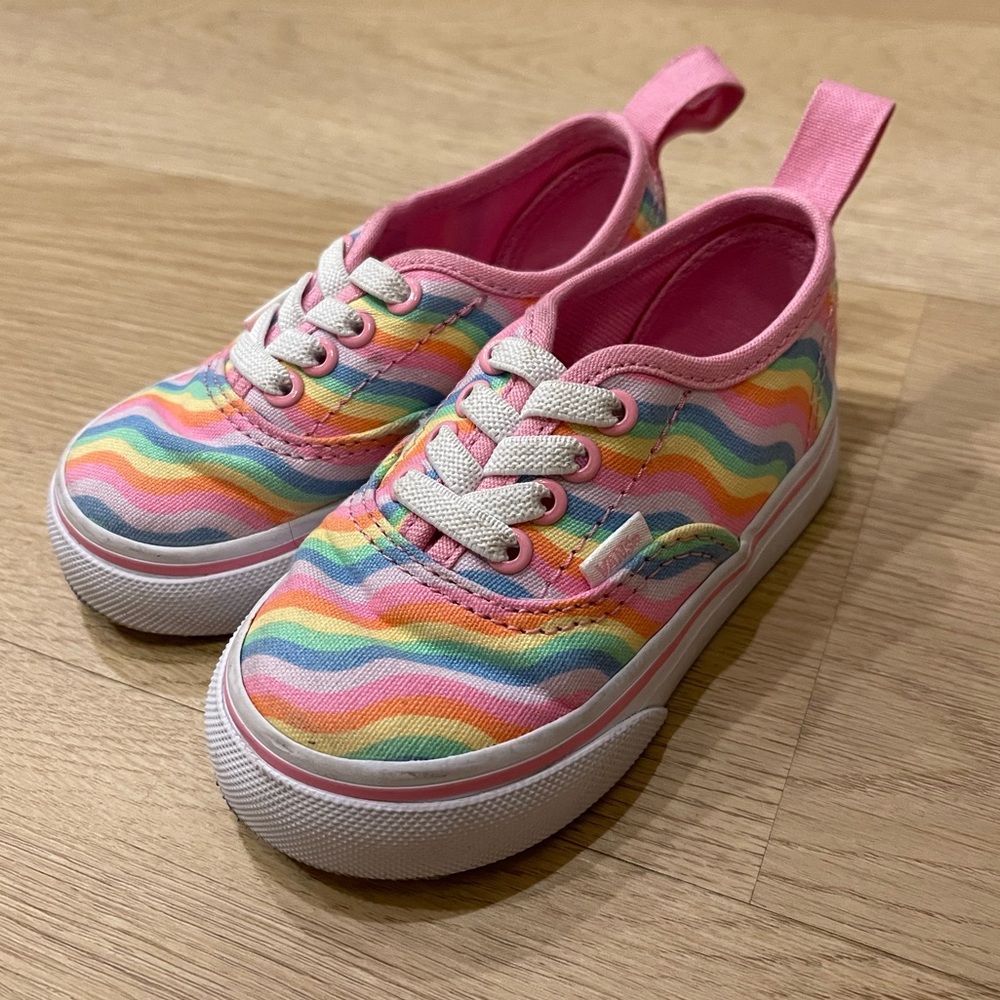 Vans Authentic toddler rainbow stripe shoes size 6